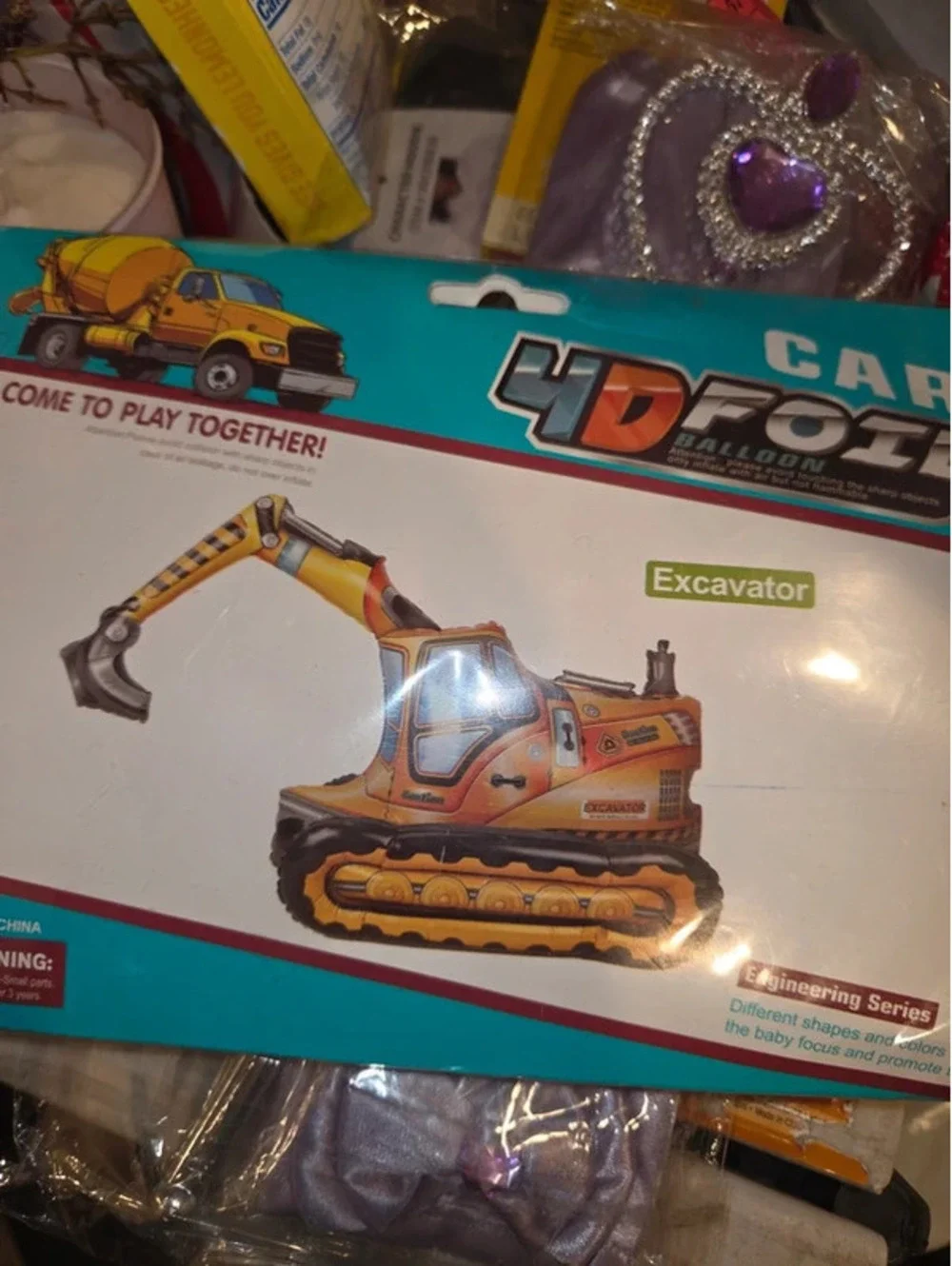 4D foil balloon excavator party